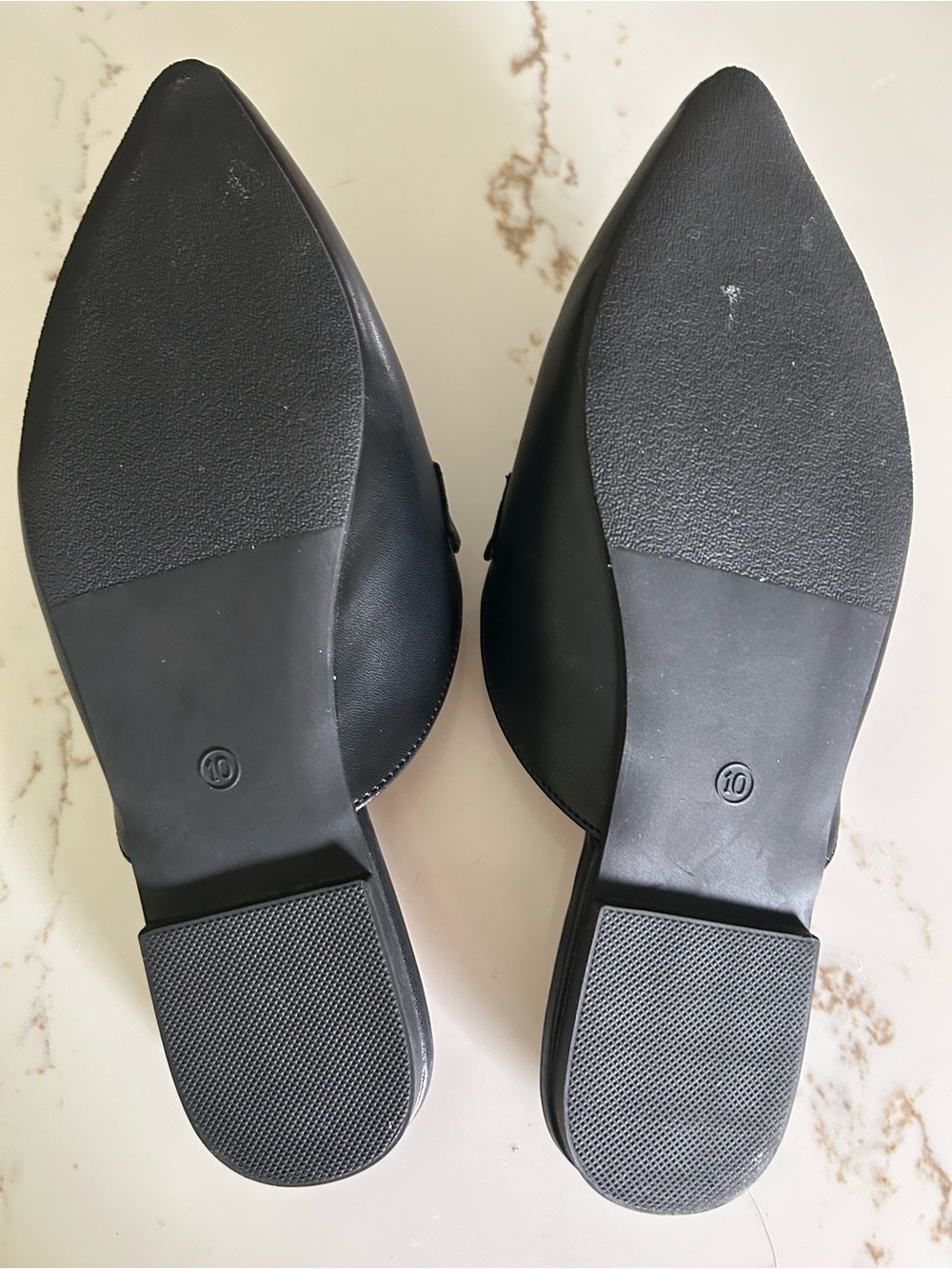 Black Leather Slip-On Mules with Gold Bit Detail - Women-Size 10 - Picture 4 of 7